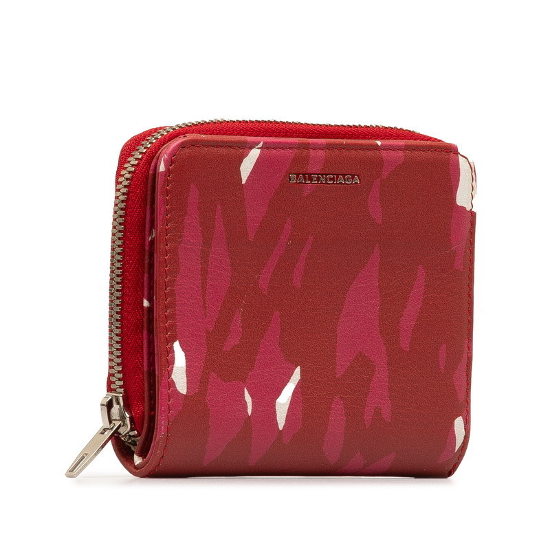 Balenciaga Bifold Leather Wallet Red Wallet